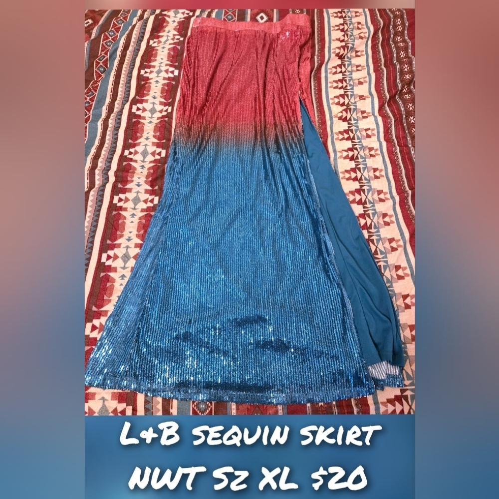 Pink and Blue Sequin Skirt